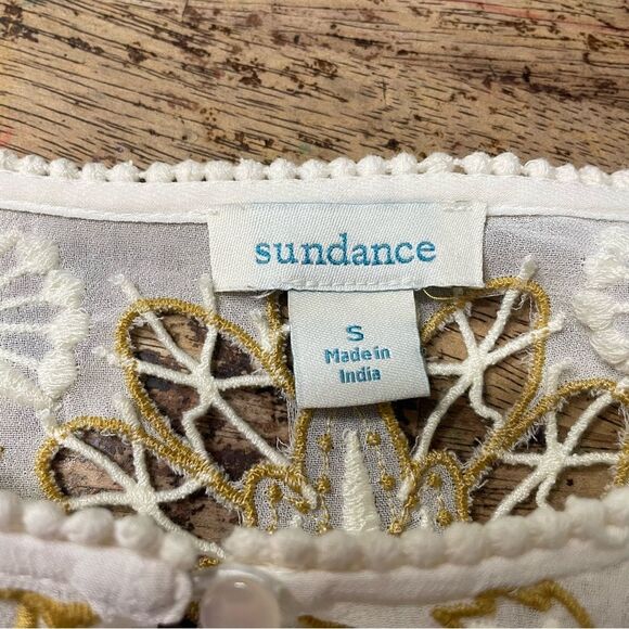 Sundance Women's Yellow Top Peasant Blouse Embroiered Crochet‎ Size Small - Picture 3 of 6